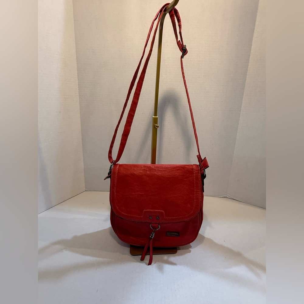 Vintage Amphora Red Leather Crossbody or Saddle-Style Adjustable Strap HTF